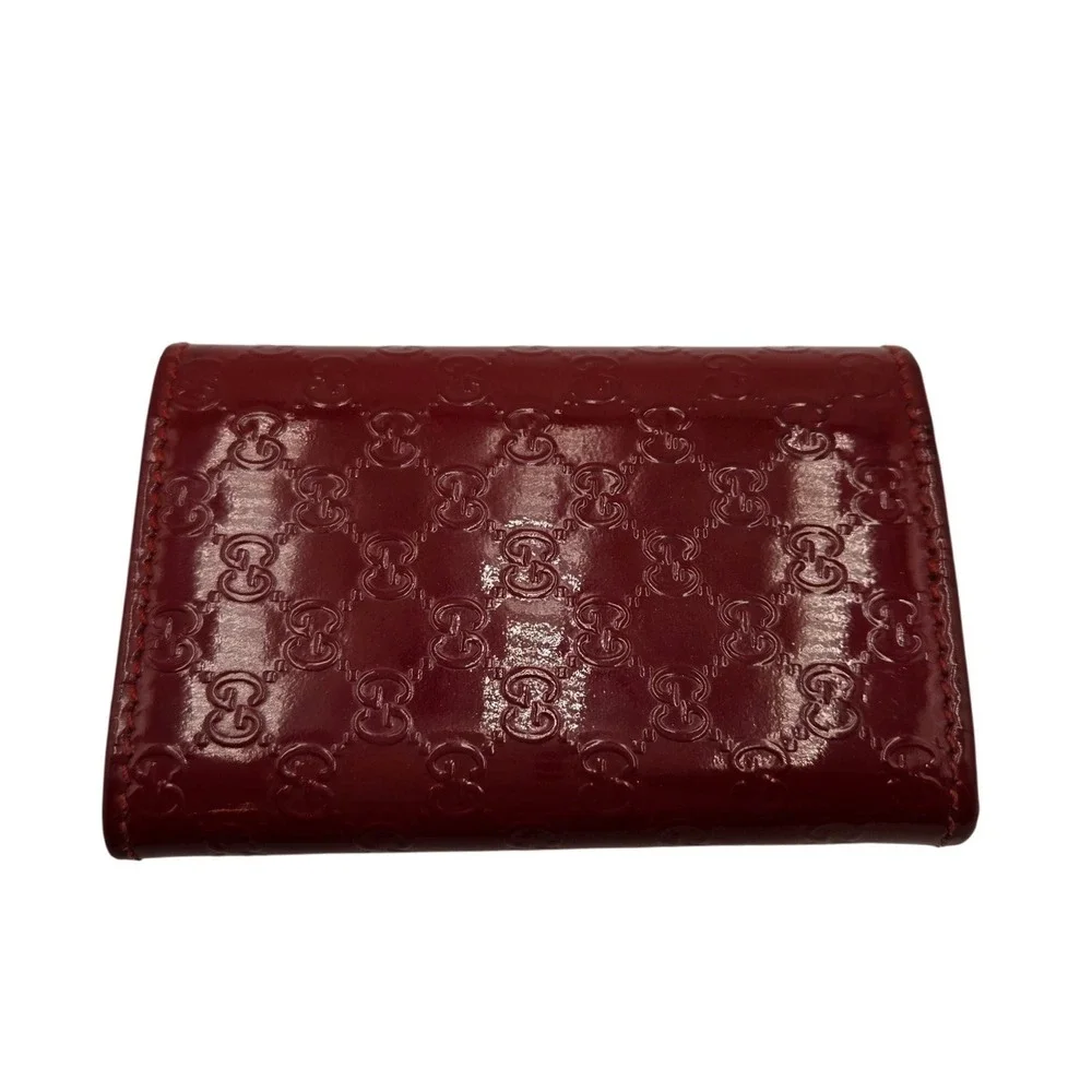 Gucci Red Guccissima Patent Leather 6 Key Case Holder Buckle